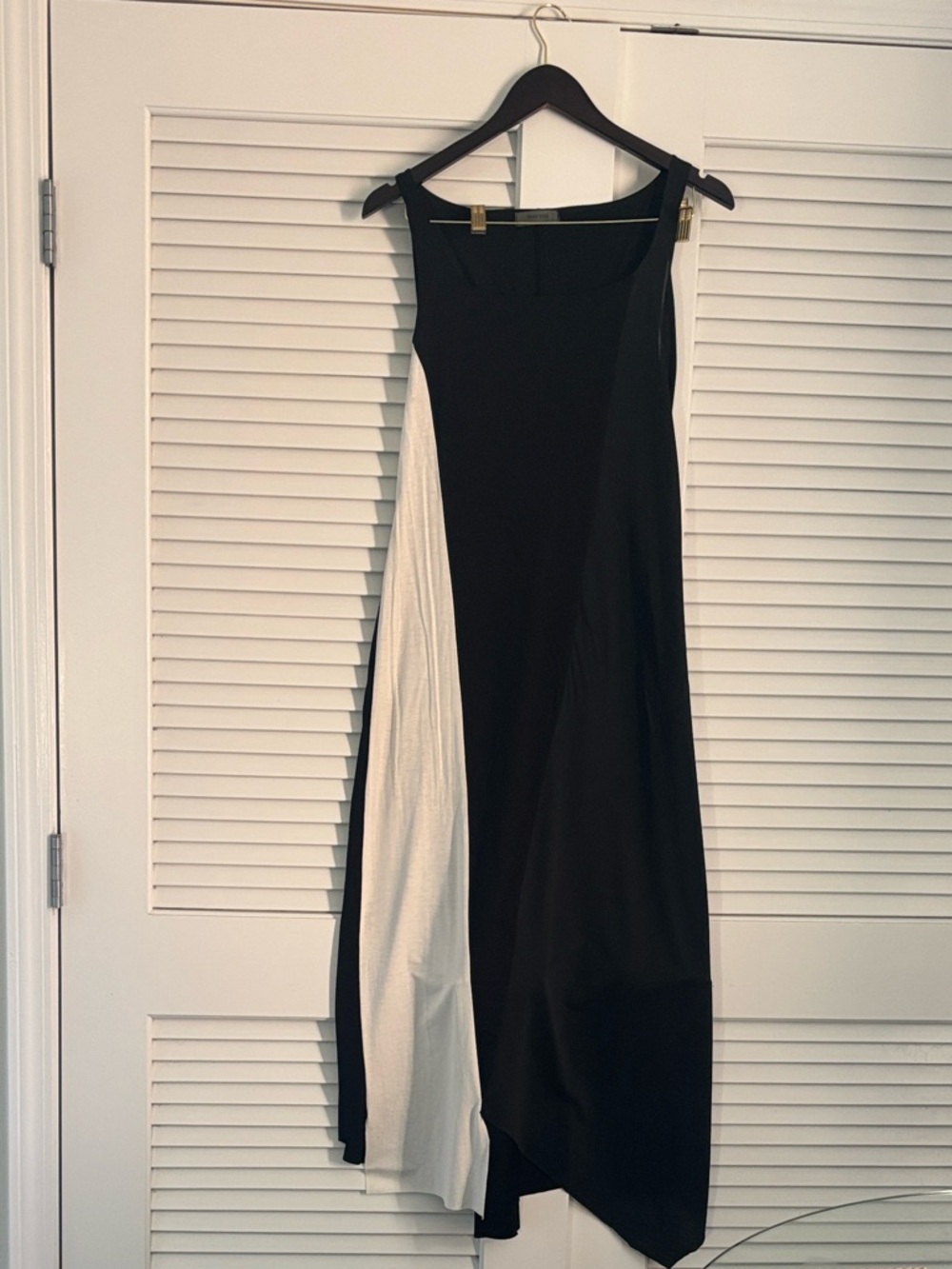 Sleeveless Black and White Asymmetrical Panel Dress